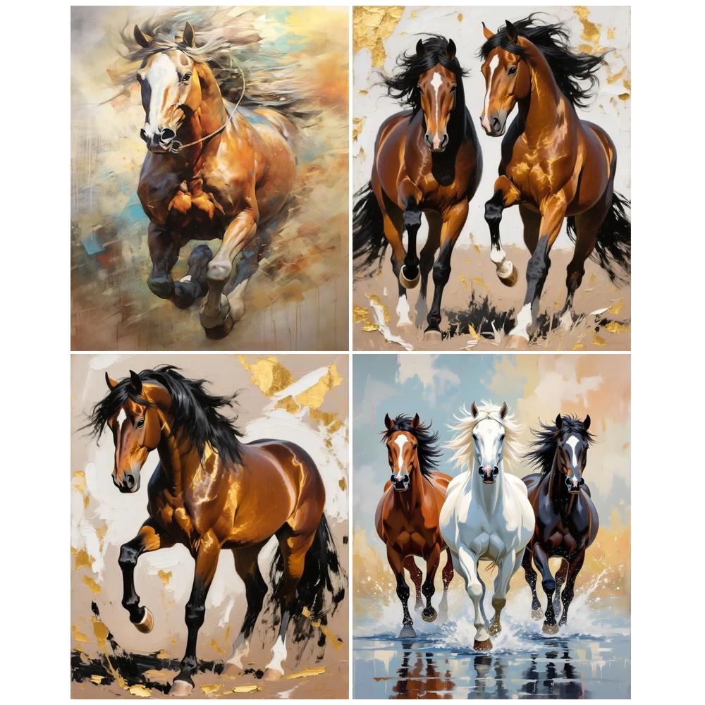 Resin Art On Canvas - Dipinto a Numeri CHENISTORY: Cavallo, Animali,