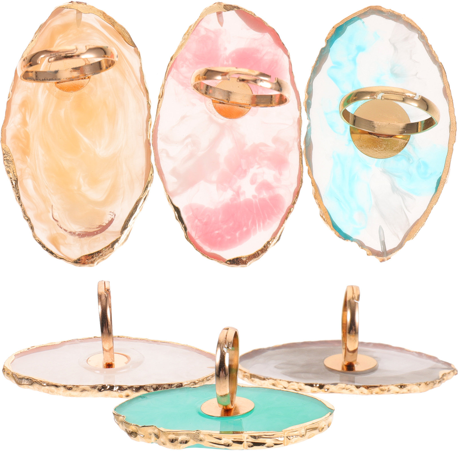 Resin Art Ring Design - Set di 6 Anelli Portatili in