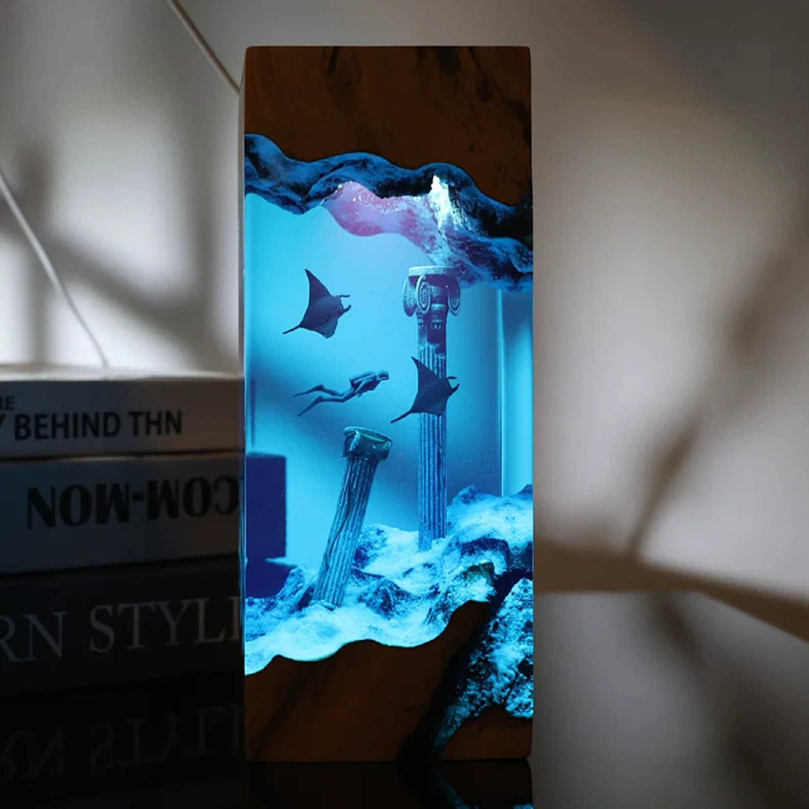 Resin Art Decoration Items - Lampada Notturna Manta Ray, Ornamento Luminoso