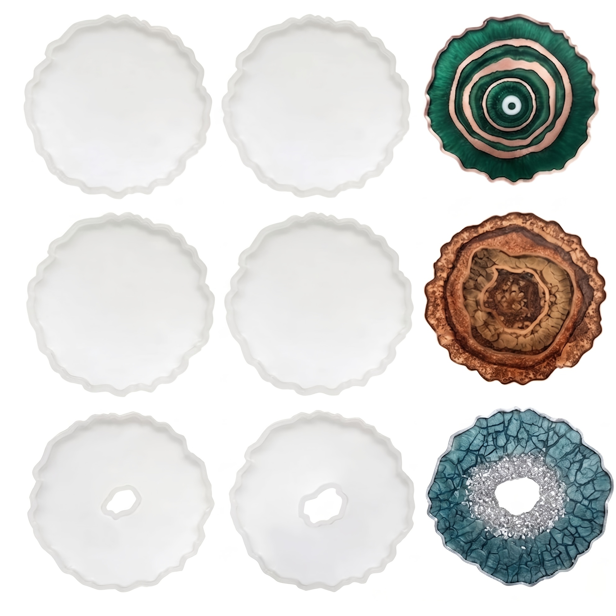 Resin Art Geode - 6 stampi in silicone per sottobicchieri